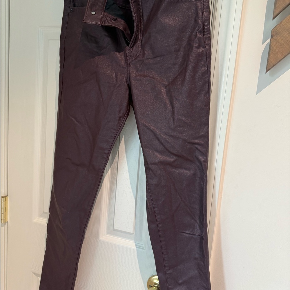 Express Metallic Maroon Trousers
